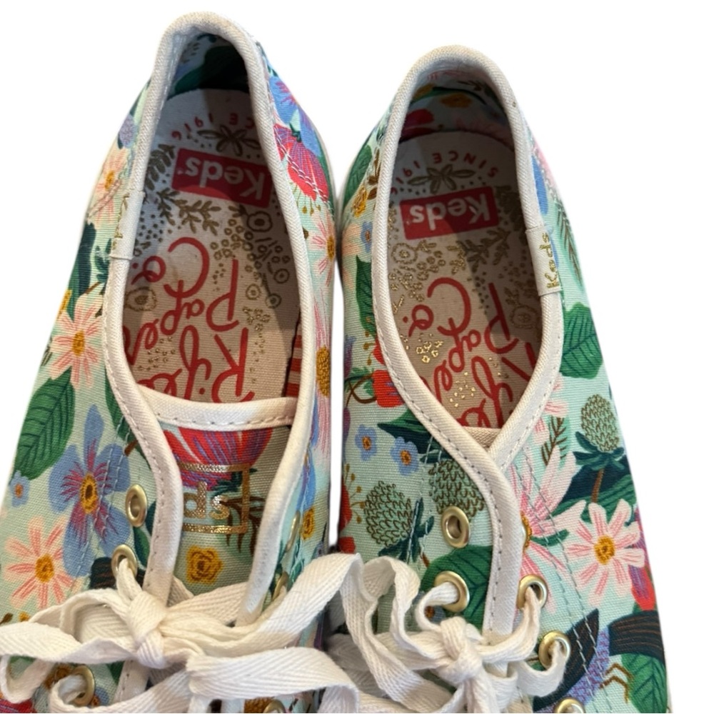 Rifle Paper Co. Floral Canvas Low-Top Sneakers in White, Green, Pink, Blue - Picture 6 of 7